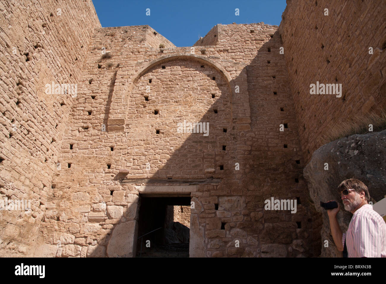 Acrocorinth fortress in Ancient Corinth Stock Photo