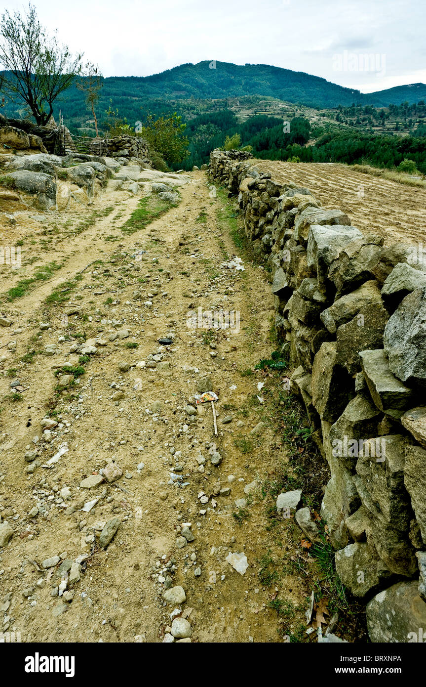 Stone Wall Fence Stock Photo - Alamy