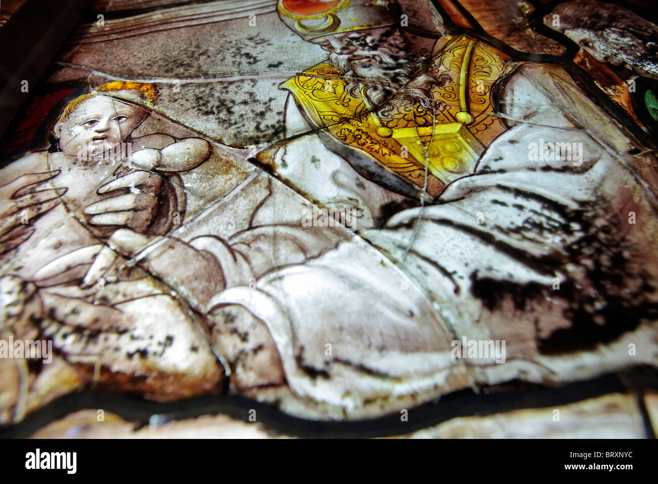 THE CYCLE OF CHILDHOOD CIRCA 1540, INTERNATIONAL STAINED GLASS CENTRE (CIV), CHARTRES, EURE-ET-LOIR (28), FRANCE Stock Photo