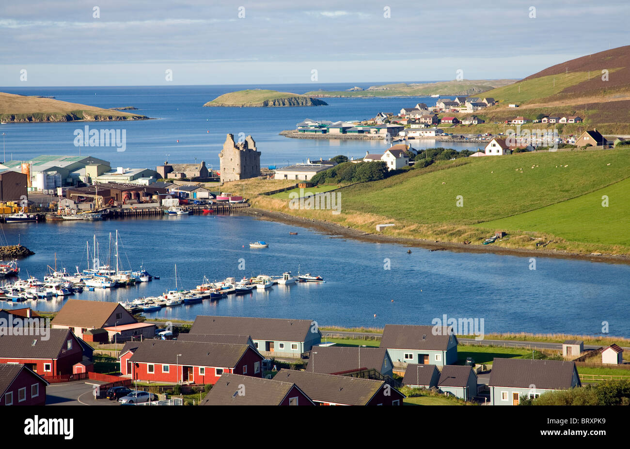 Scalloway village and harbour Shetland islands Scotland Stock Photo - Alamy