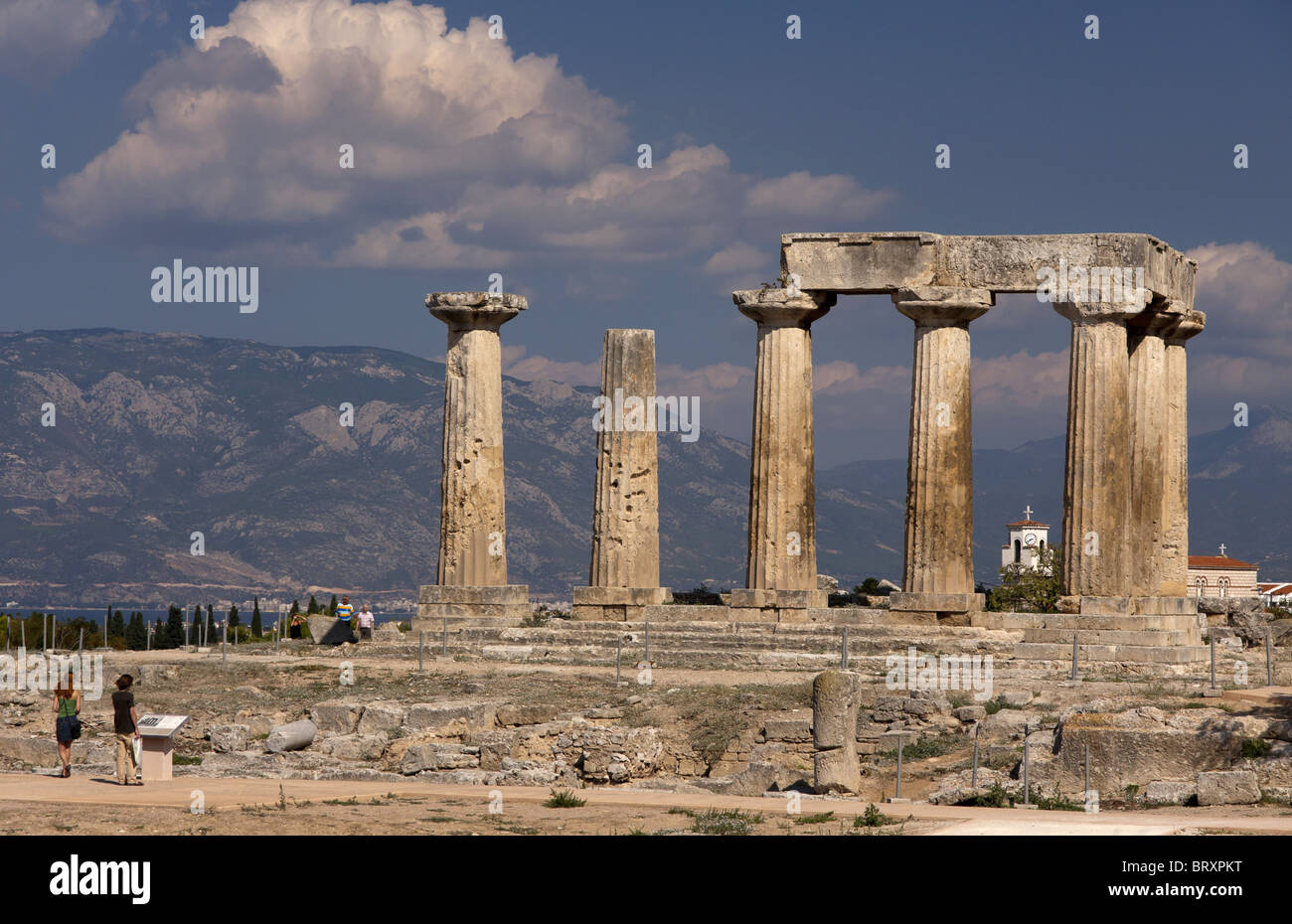 Temple of Apollo in Ancient Corinth Stock Photo