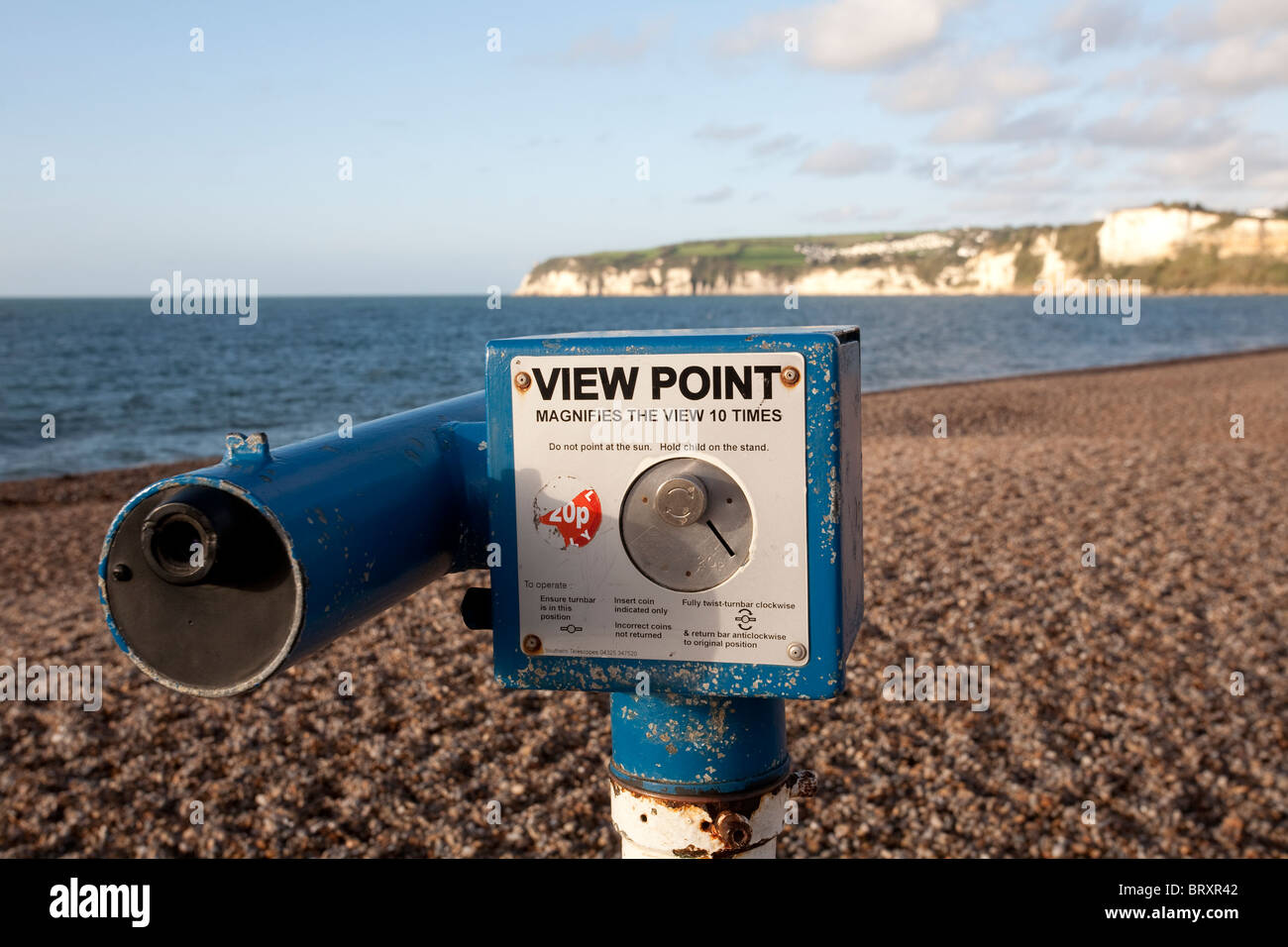 Telescope View Point Seaton Seaside Town Devon Britain Lyme Bay