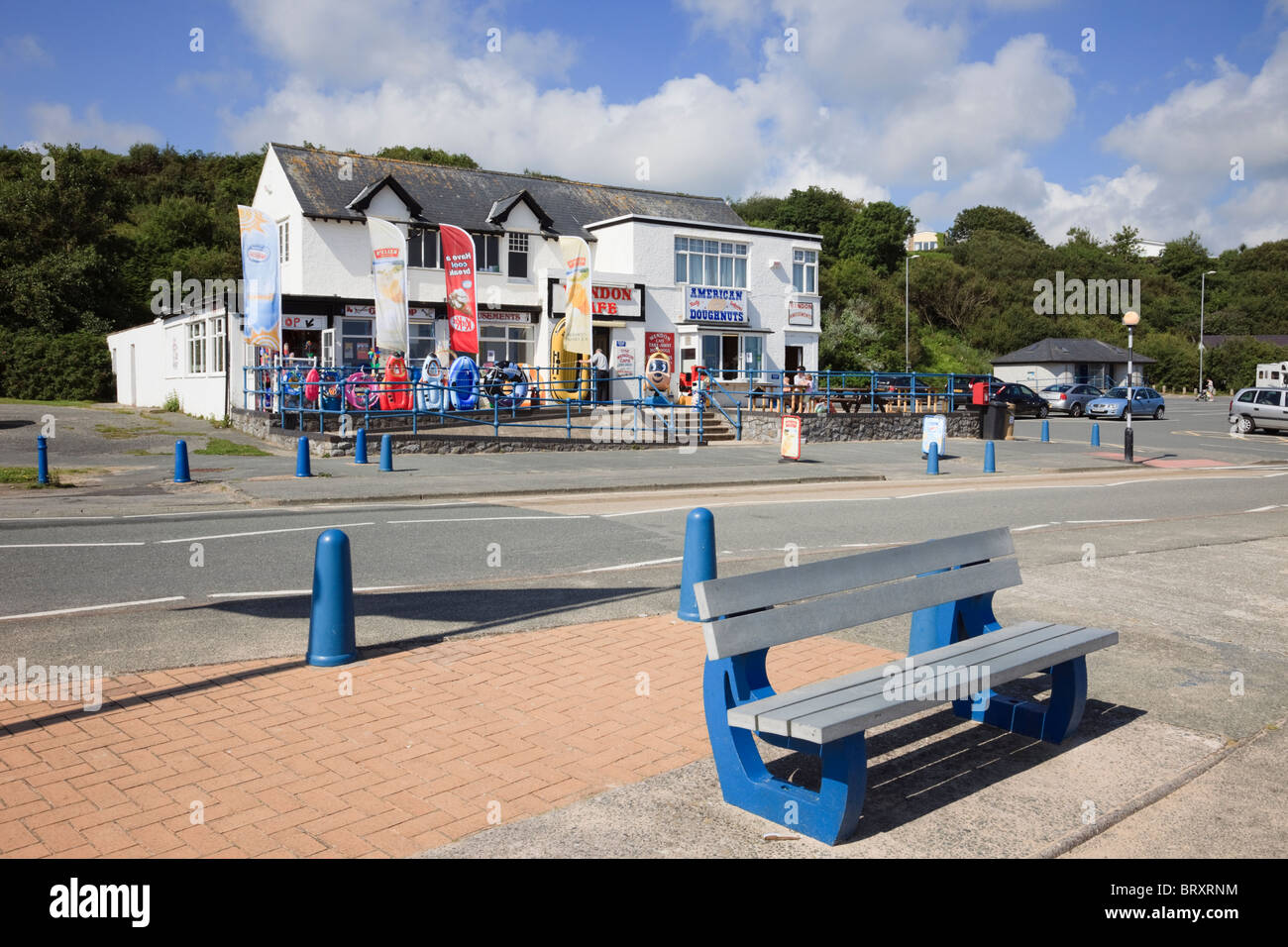 Benllech, Isle of Anglesey, North Wales, UK. Seaside café and beach
