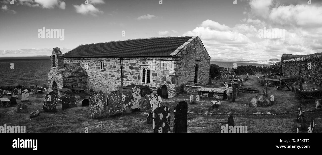 A norman church on the Welsh coast Stock Photo