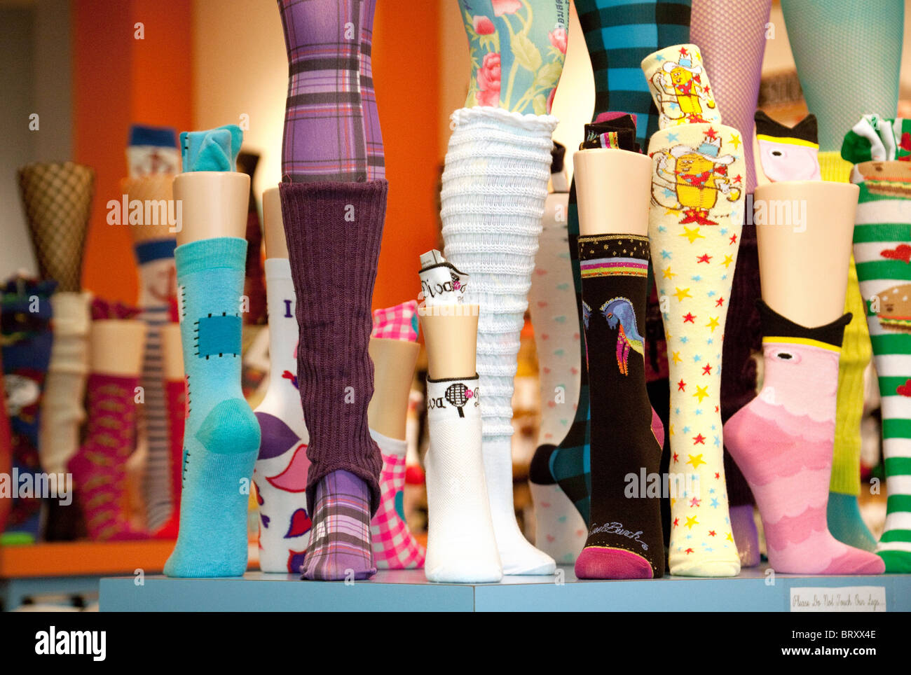 Socks in a window display of a sock shop, Las Vegas USA Stock Photo Alamy