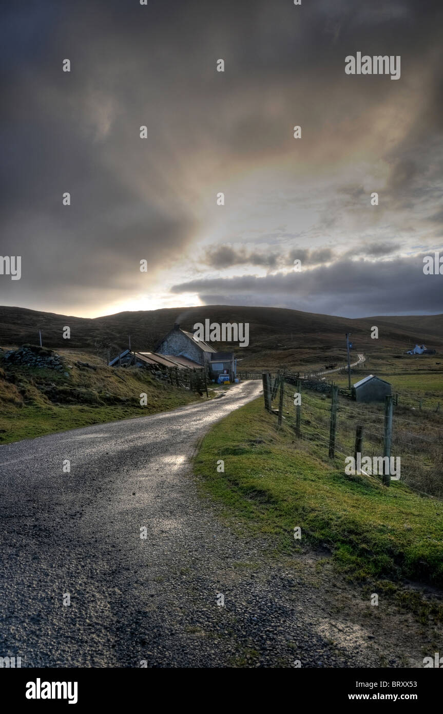 Old Croft at end of road Shetland Stock Photo Alamy