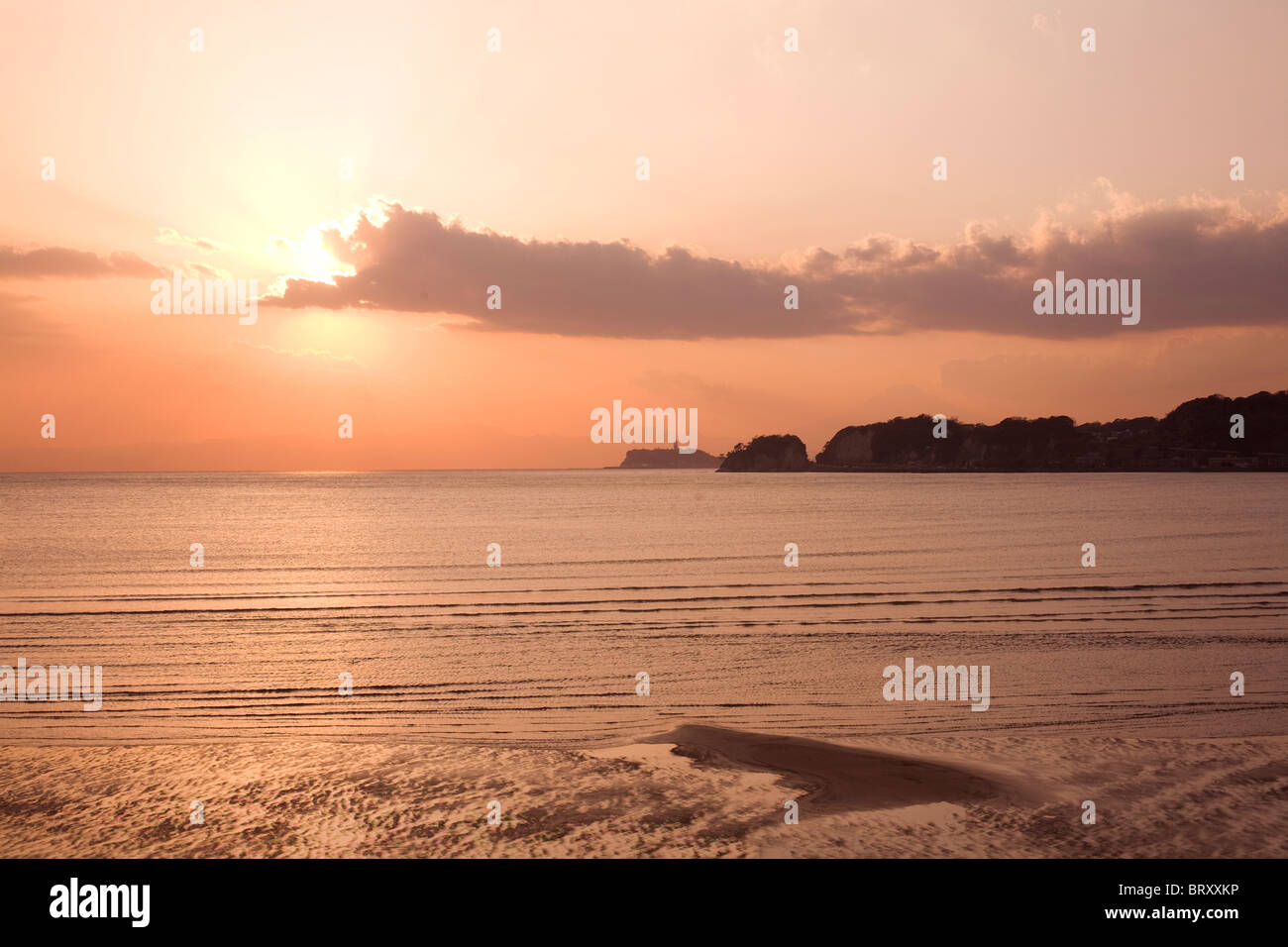 Zaimokuza Beach At Dusk Kanagawa Prefecture Honshu Japan Stock Photo Alamy