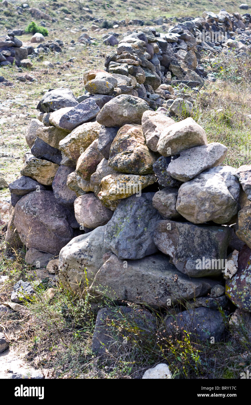 Stone Wall Fence Stock Photo - Alamy