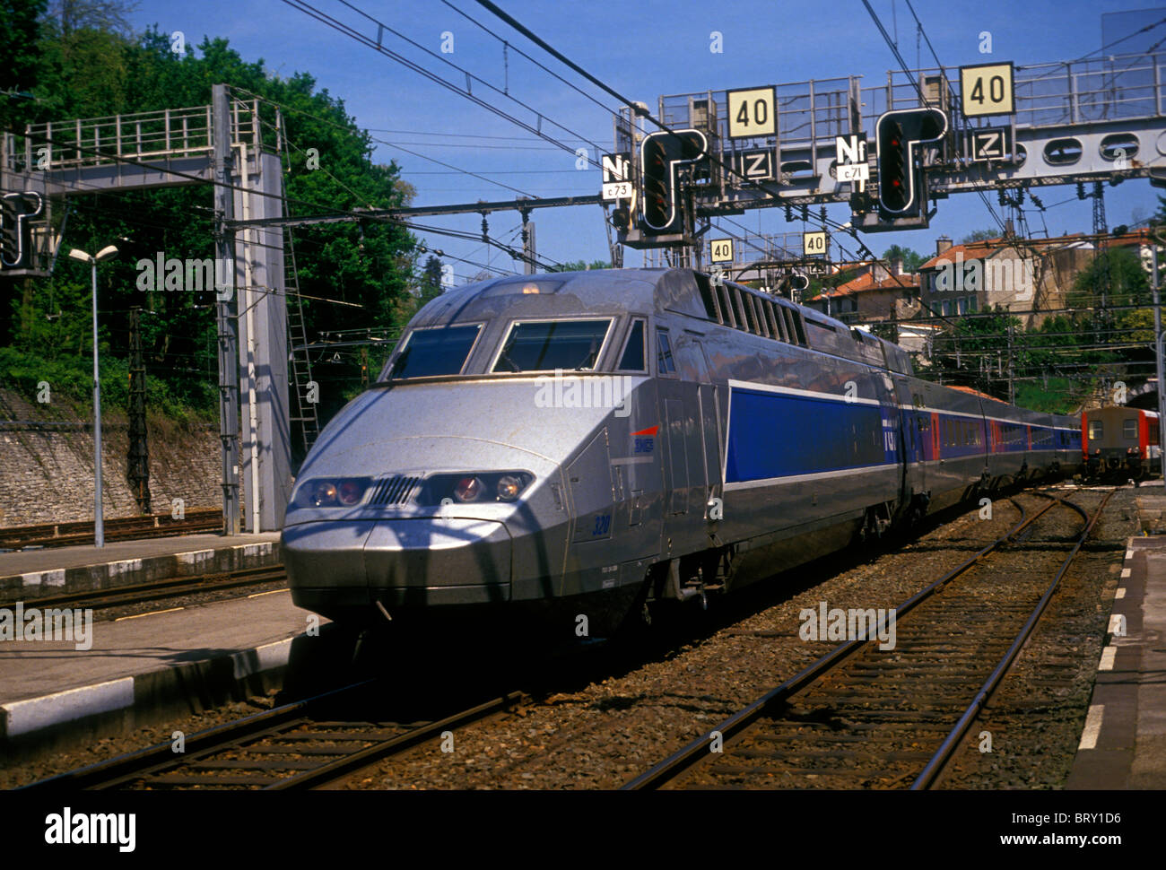 TGV train, train station, Gare de Bayonne, French Basque Country, city of Bayonne, Bayonne