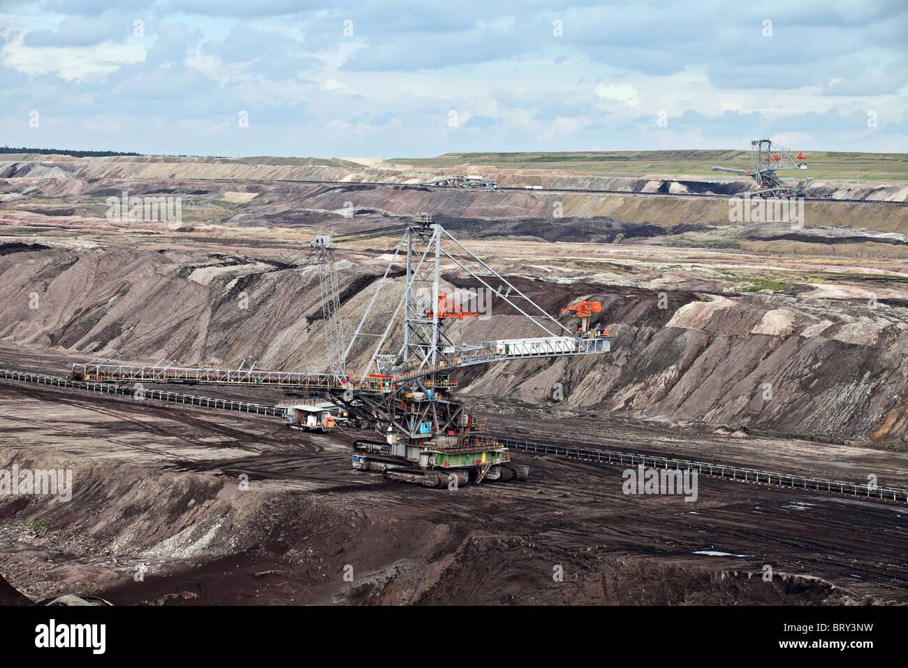 Devastated landscape, open pit mine, Belchatow, Poland Stock Photo