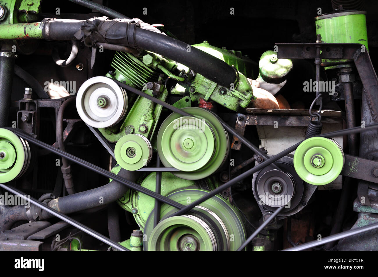 Bus motor or engine Stock Photo