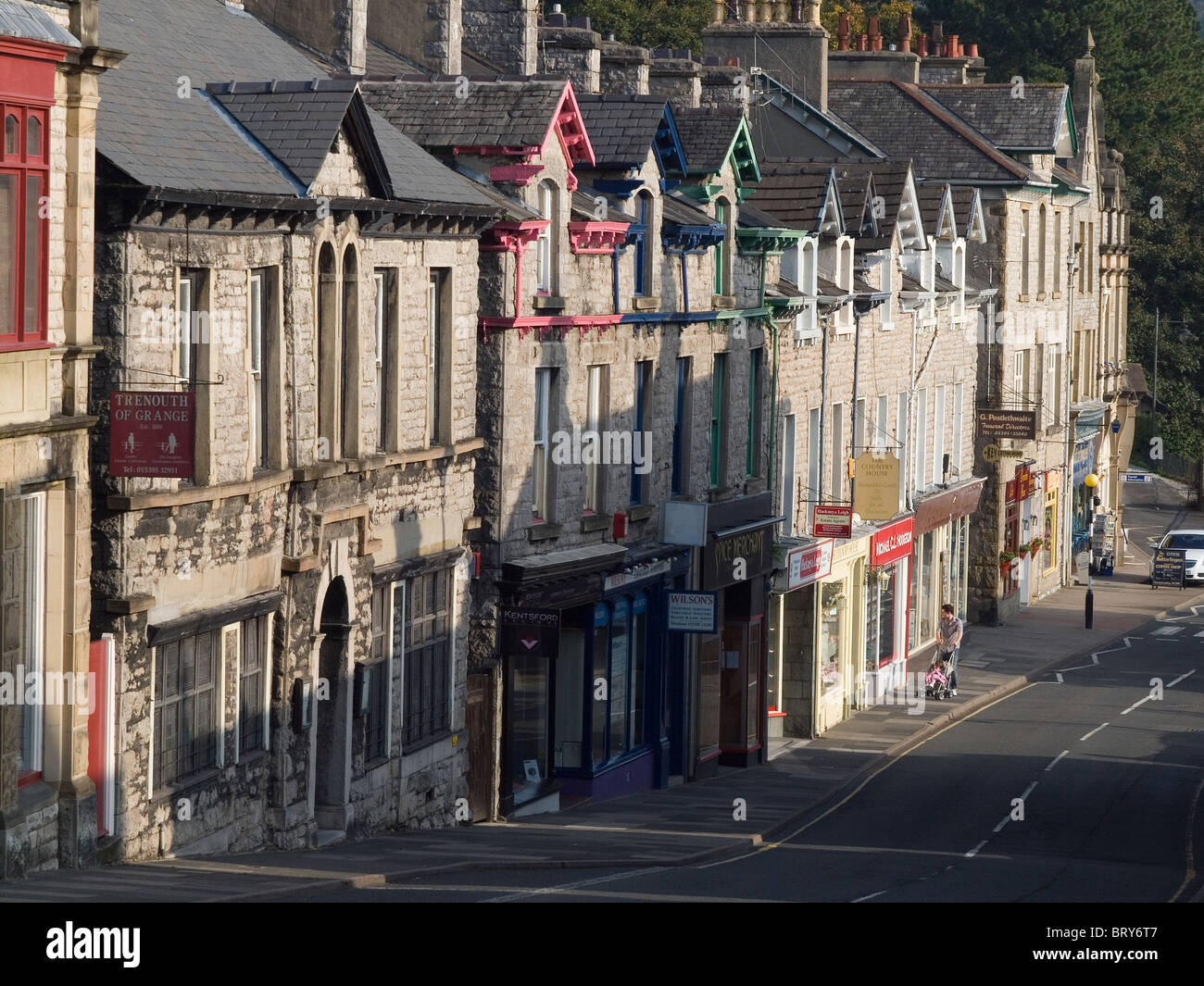 Main Street Grange over Sands Cumbria is popular for its many small independent shops Stock Photo