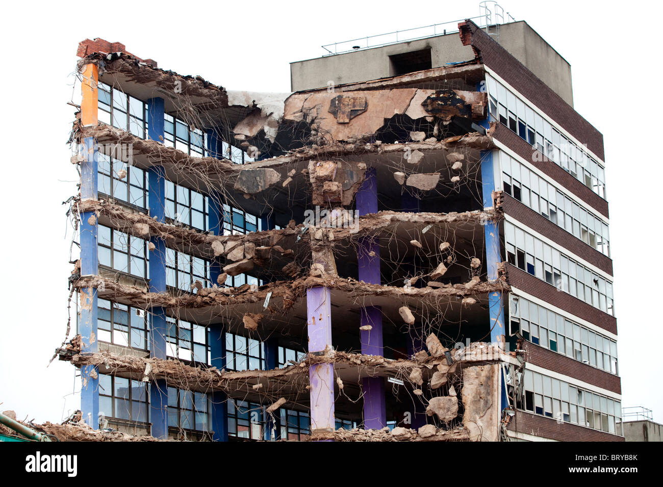 An office block being demolished in Wolverhampton, UK Stock Photo
