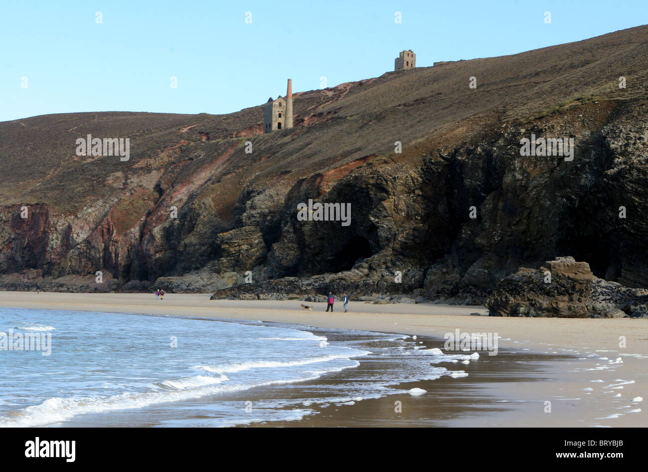 Chapel Porth beach near St Agnes, North Cornwall coast, England, UK. Stock Photo