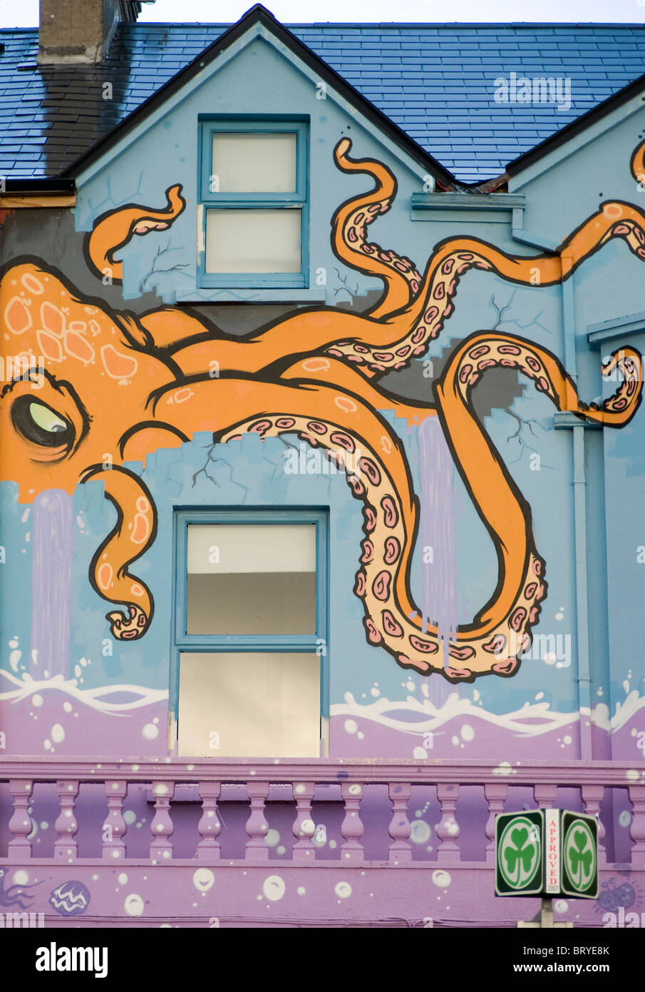 Detail of Surfers' Hostel, Bundoran, Donegal. Stock Photo