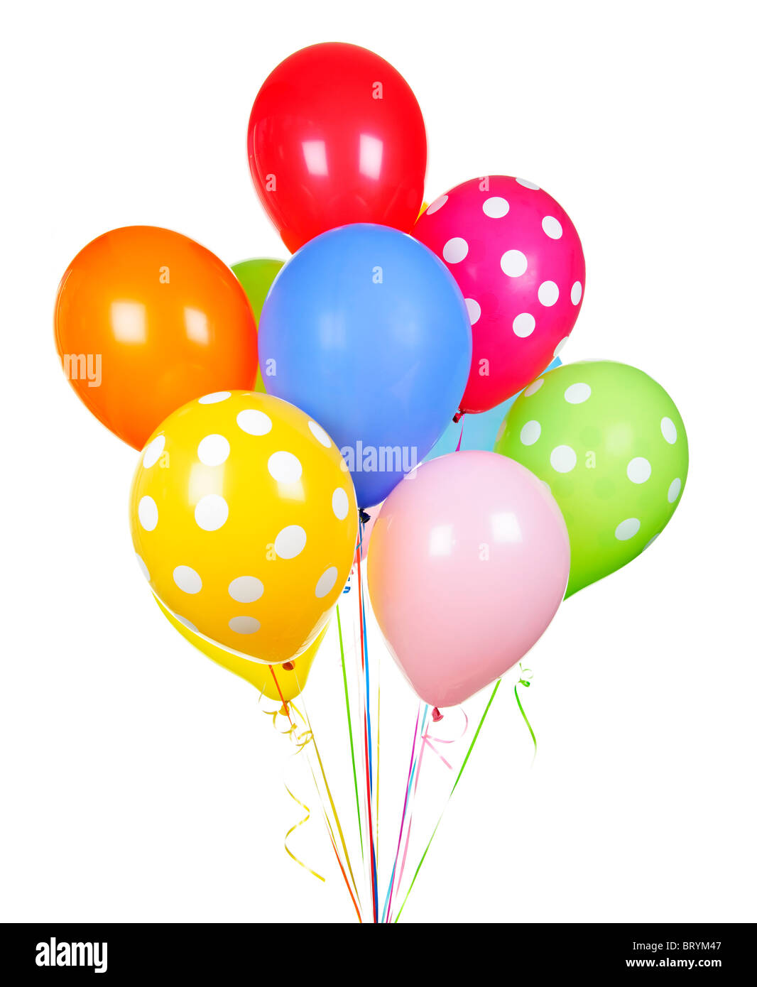 Colorful helium balloons isolated on white background Stock Photo - Alamy