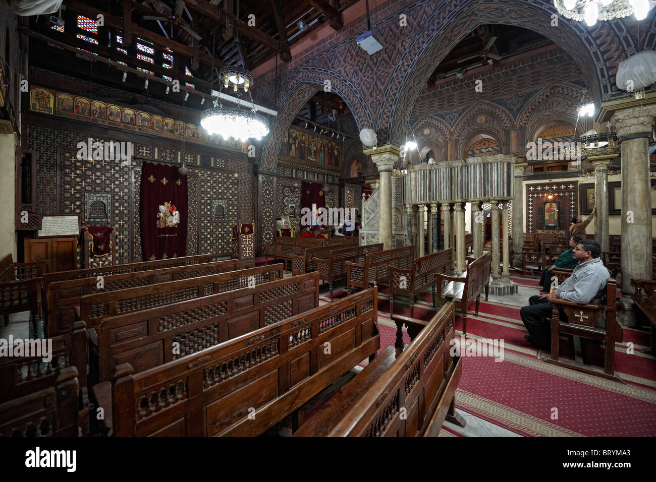interior shot of The Hanging Church in Coptic Cairo, Egypt, Arabia, Africa Stock Photo