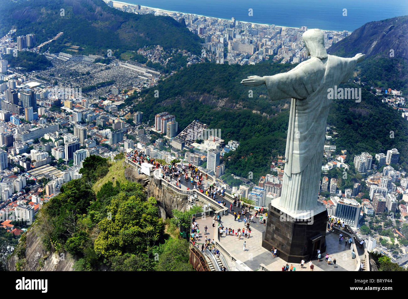 Christ the Redeemer statue on the Corcovado mountain in Rio De Janeiro Brazil Stock Photo