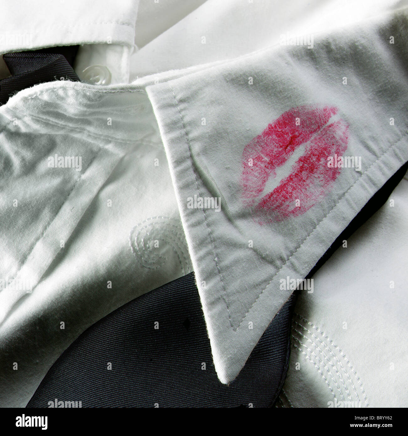 Lipstick on collar Stock Photo