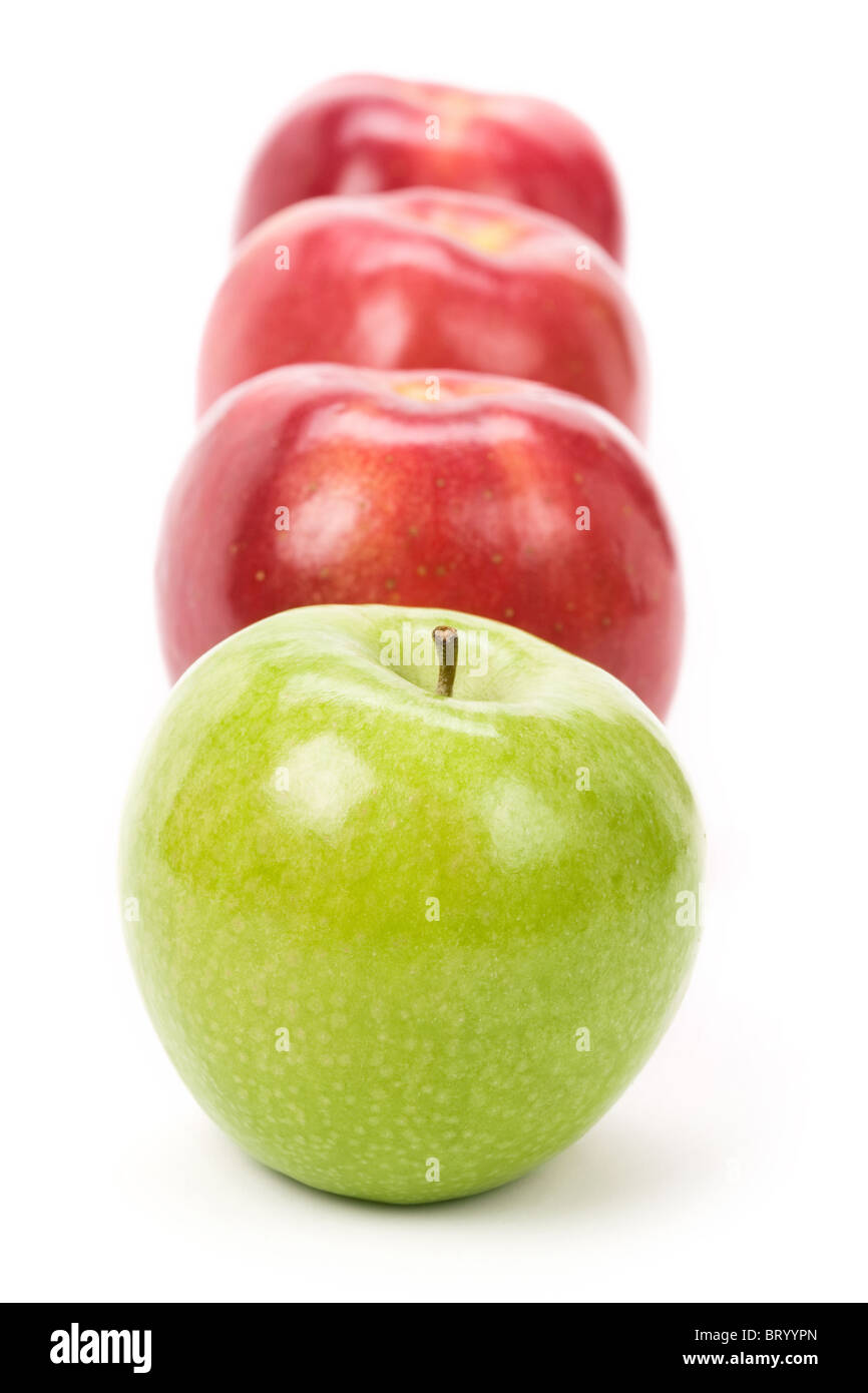 Green Apple red apple with white background, close up shot Stock Photo ...
