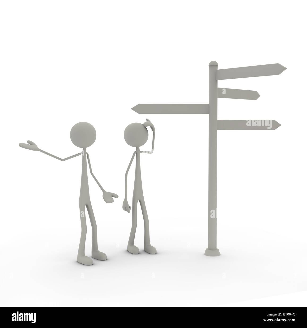 Figures with direction sign Stock Photo