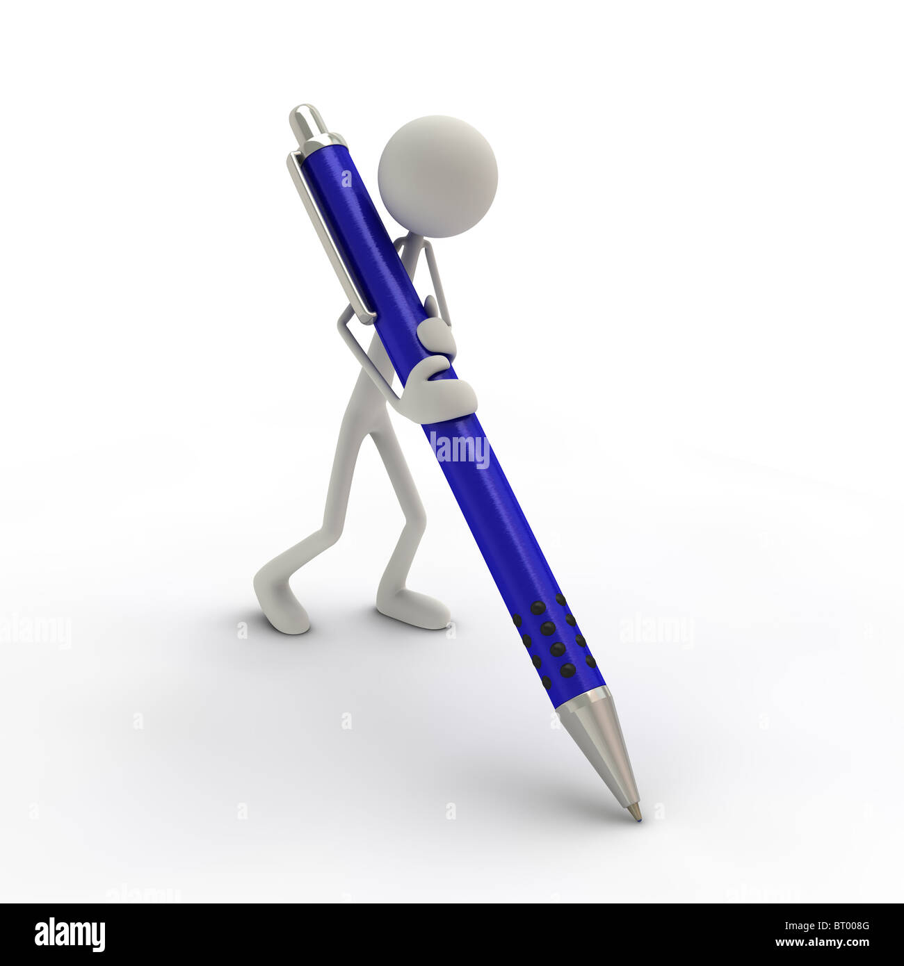 Figure with Pen blue Stock Photo