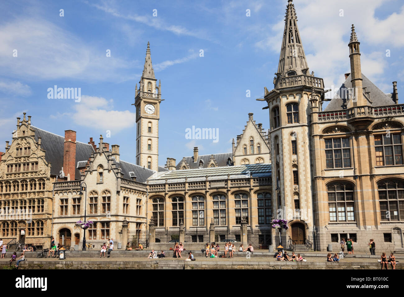 Graslei Site, Ghent, Belgium. Waterfront Guild houses and Spijker