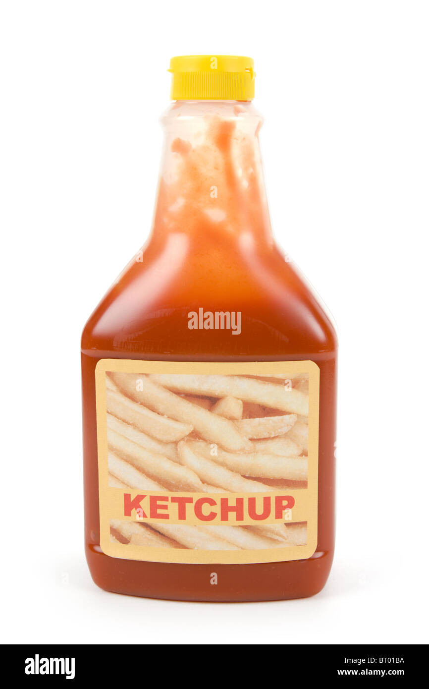 Ketchup bottle with white background Stock Photo - Alamy