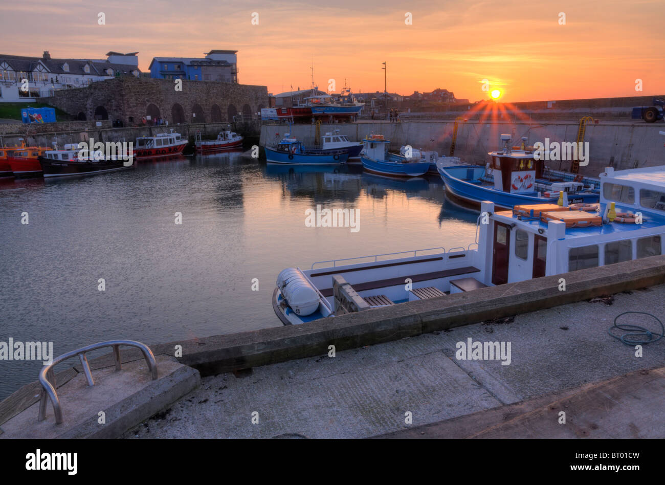 The harbour at Seahouses, Northumberland Stock Photo