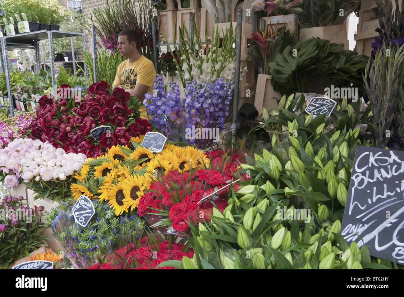 London, UK. Columbia Road flower market Stock Photo