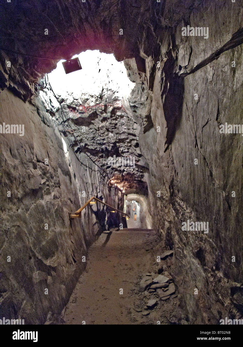 A tunnel leads through the hardrock Sutter Gold Mine in Sutter Creek
