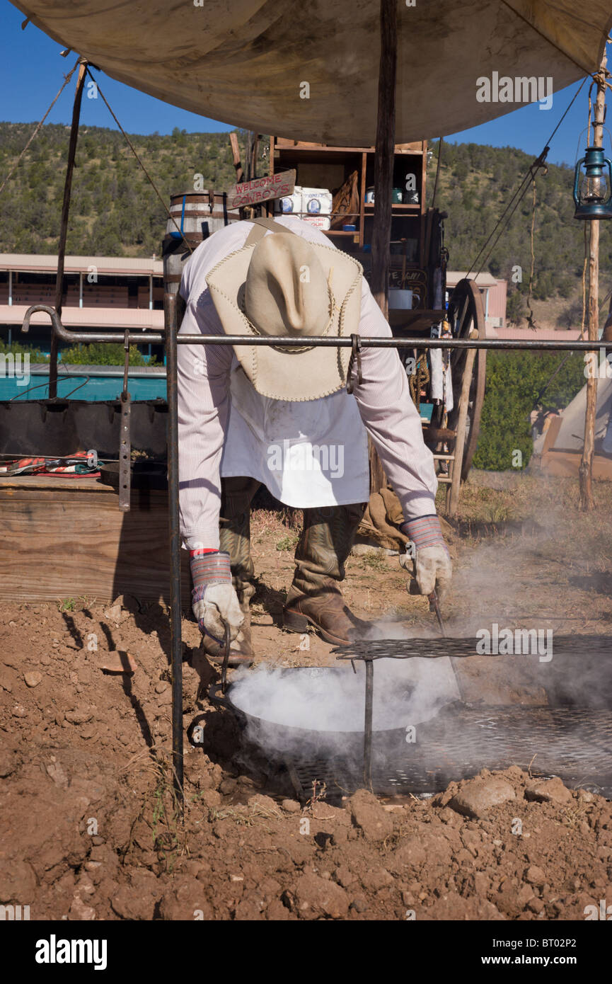Steaming-hot chuck wagon cooking, at the Lincoln County Cowboy