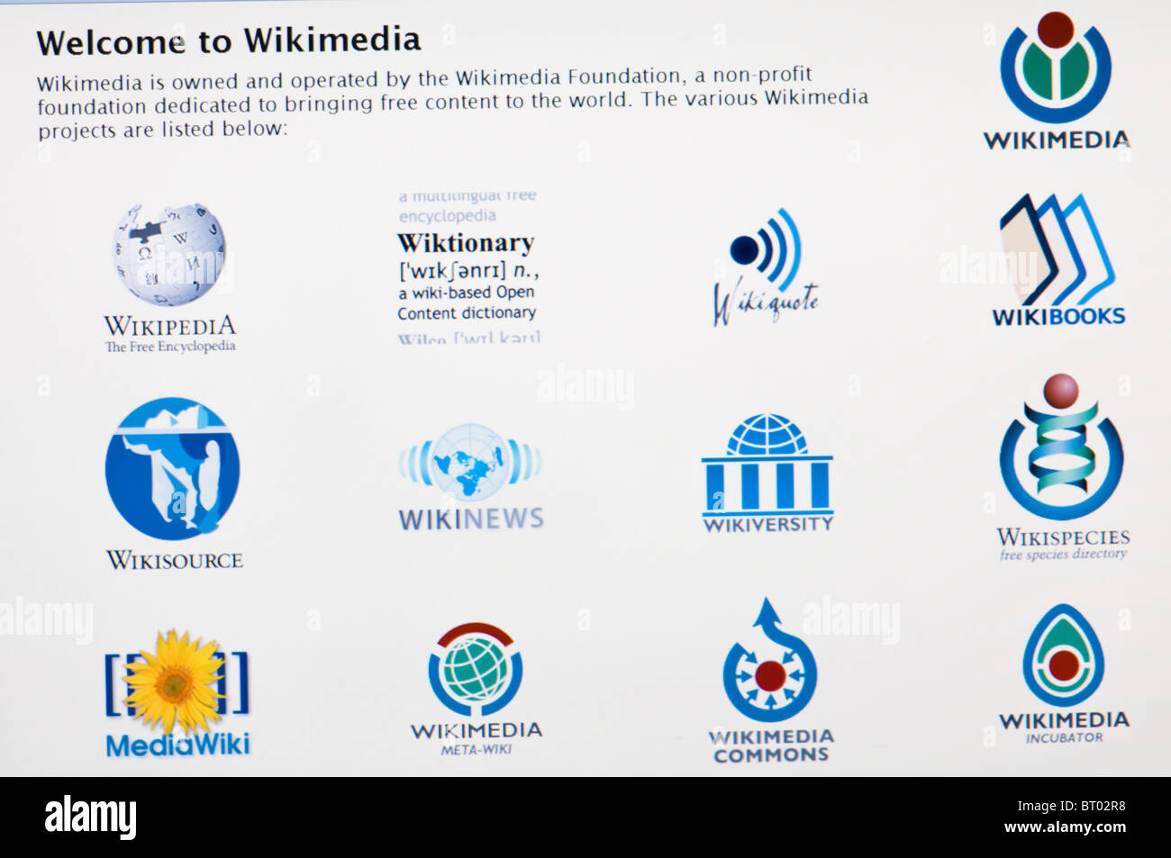 Wikimedia website screenshot Stock Photo - Alamy