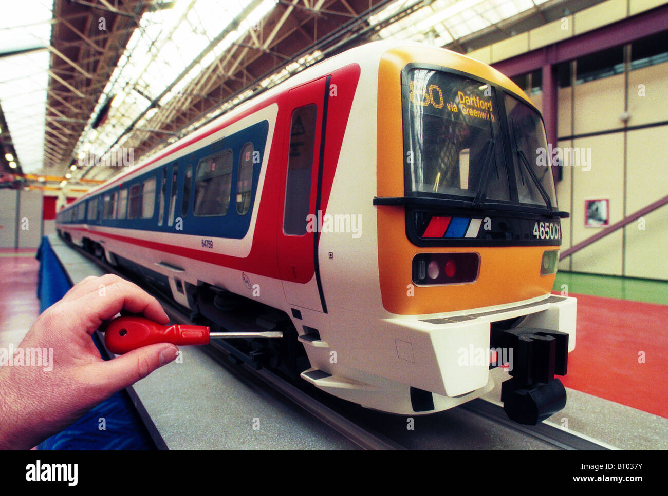 A model train at Derby ABB Train works in the UK Stock Photo Alamy