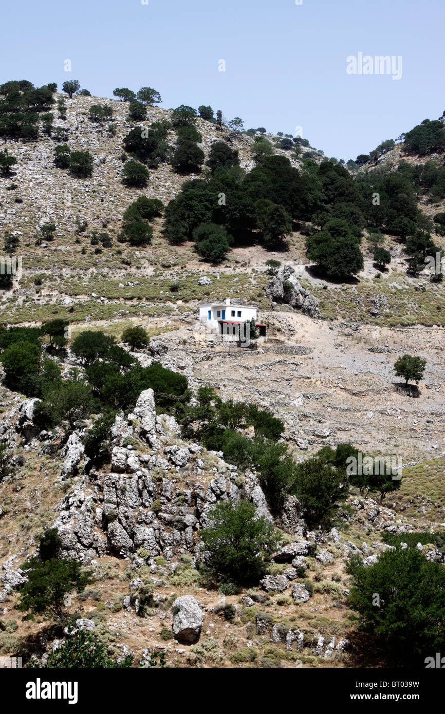 THE IMBROSS RAVINE IN THE LEFKA ORI, WHITE MOUNTAINS OF CRETE. Stock Photo