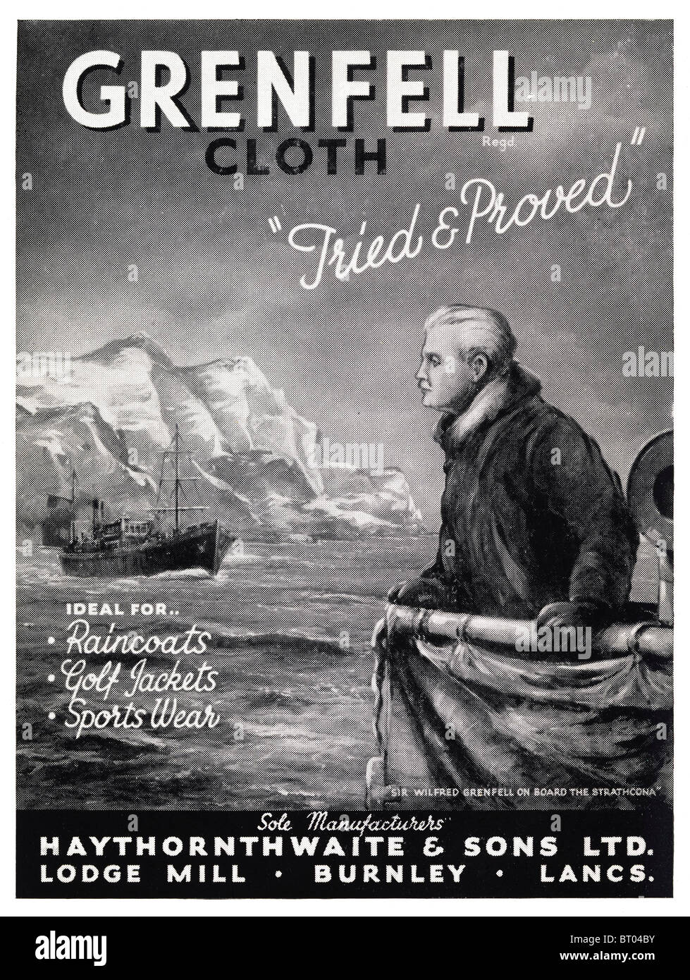 Advert for Grenfell Cloth in the magazine Mountaineering published by The British Mountaineering Council circa 1948 Stock Photo