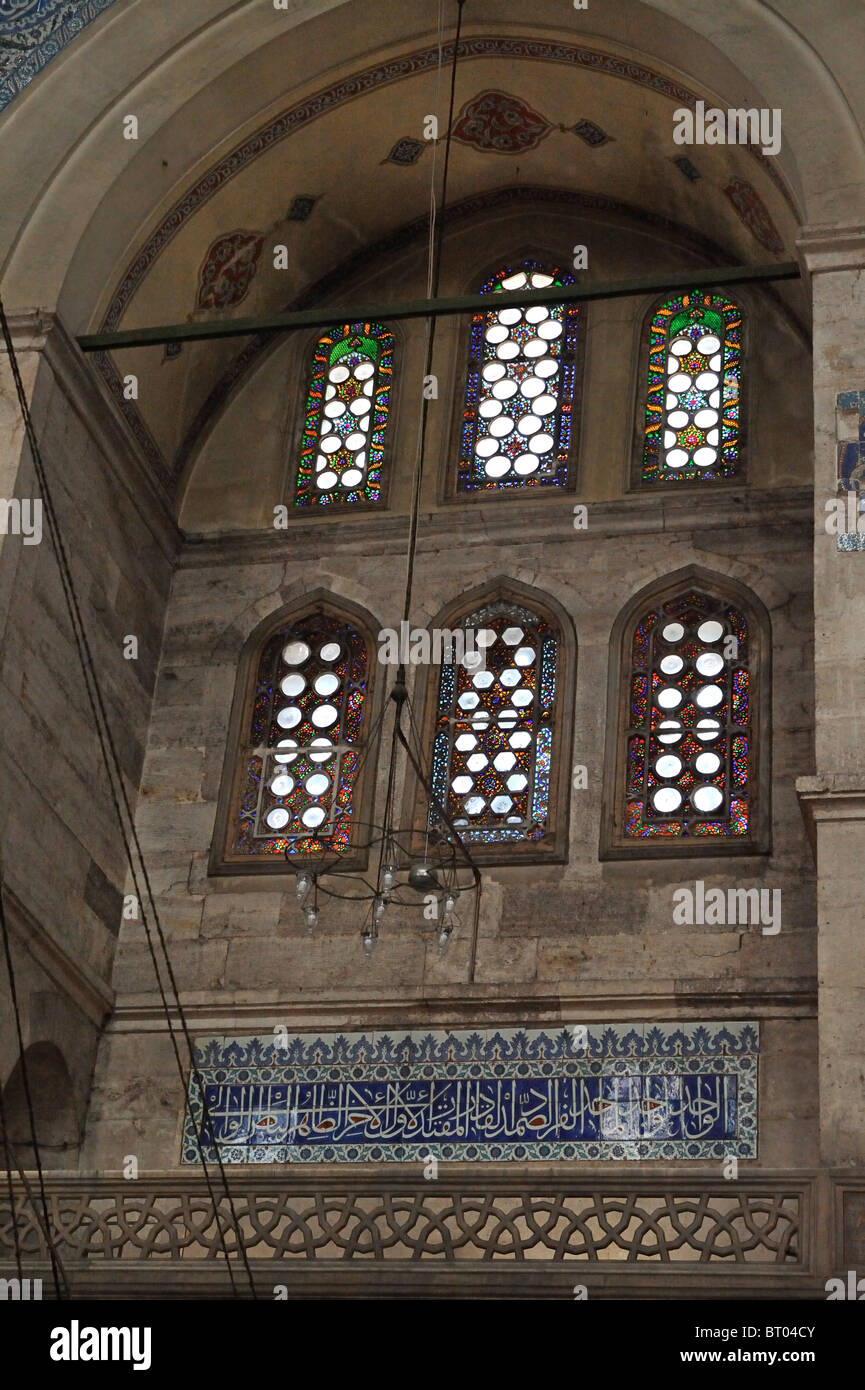 Stained-glass windows and Iznik tile in the Sokullu Mehmet Paşa Camii (Sinan 1571) , İstanbul, Turkey 100913 35698 Stock Photo