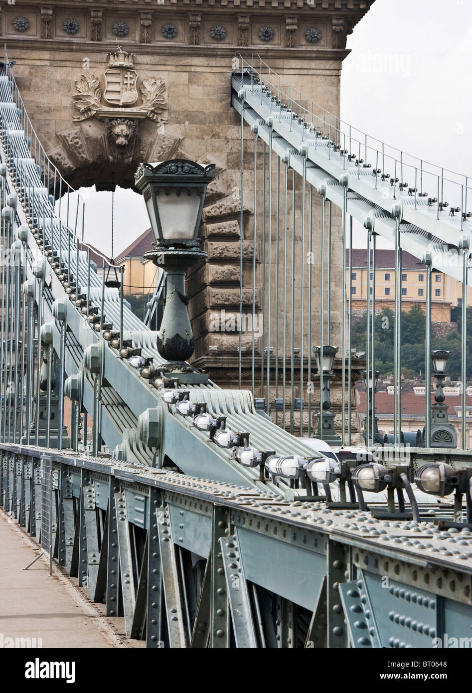 Szechenyi Chain Bridge Budapest Hungary Europe Stock Photo