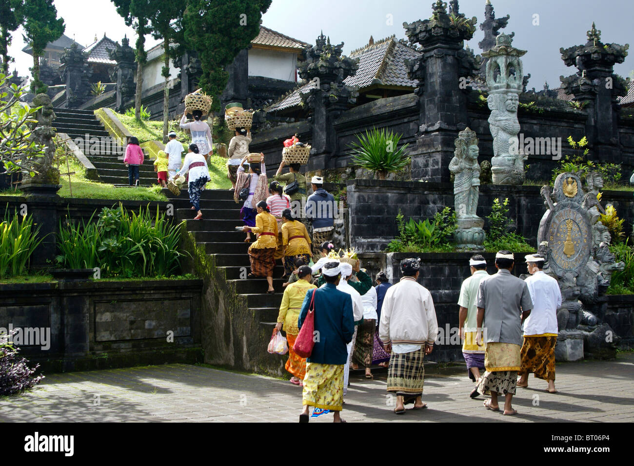 Worshippers at Besakih Temple, Bali, Indonesia Stock Photo