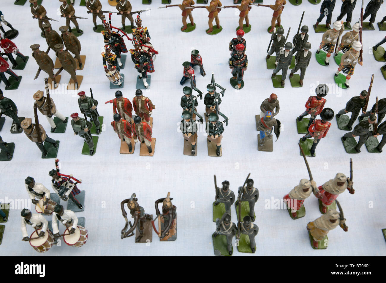 London, UK. Tin soldiers of the British Empire for sale at Portobello  market. Actual height approx 3 inches Stock Photo - Alamy