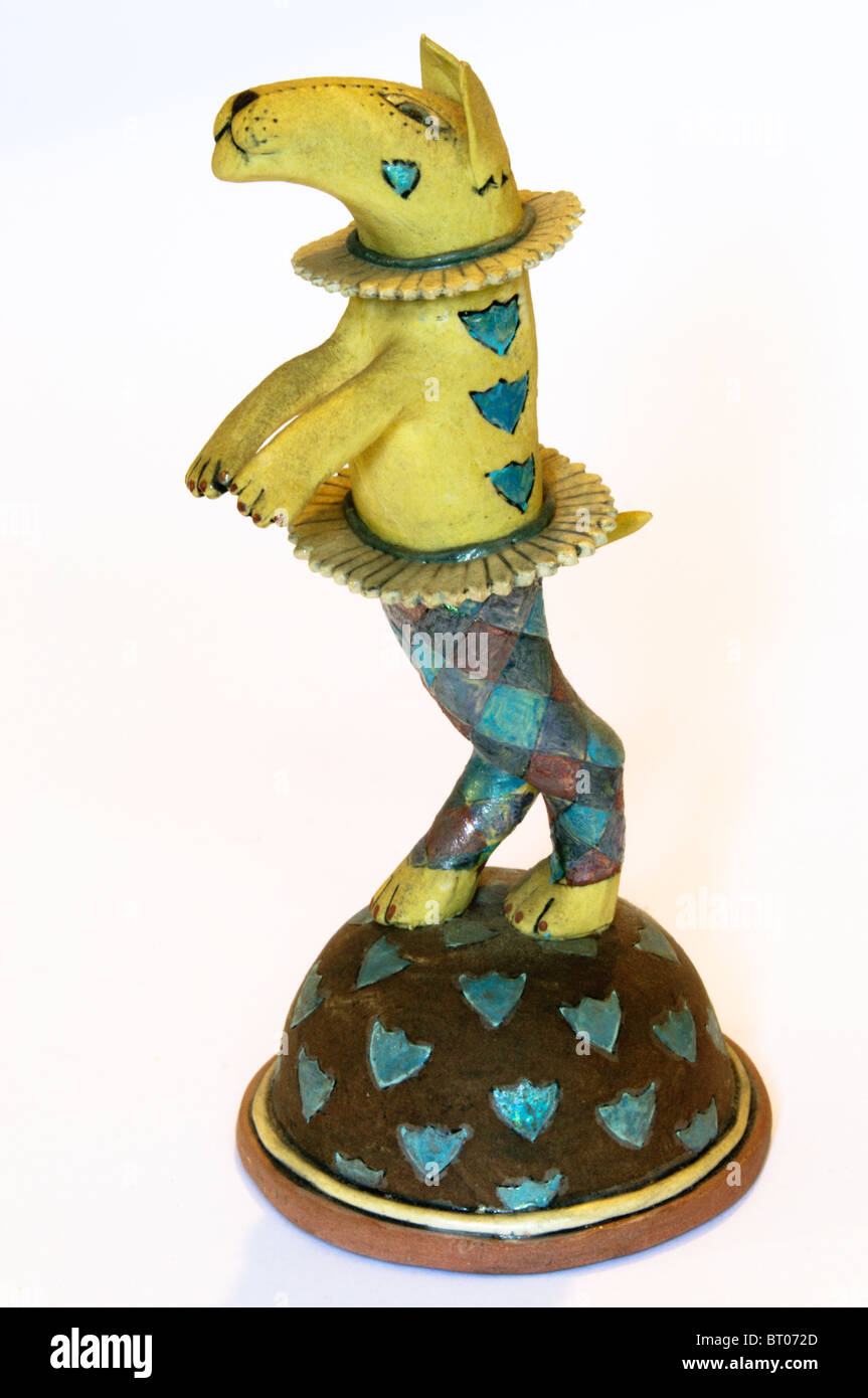 A ceramic figure of a circus dog by Eleanor Bartleman. Stock Photo