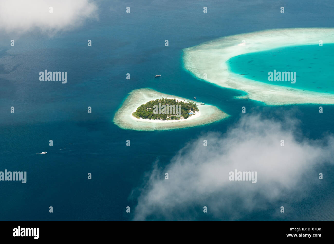 Aerial view of Maldive islands Stock Photo