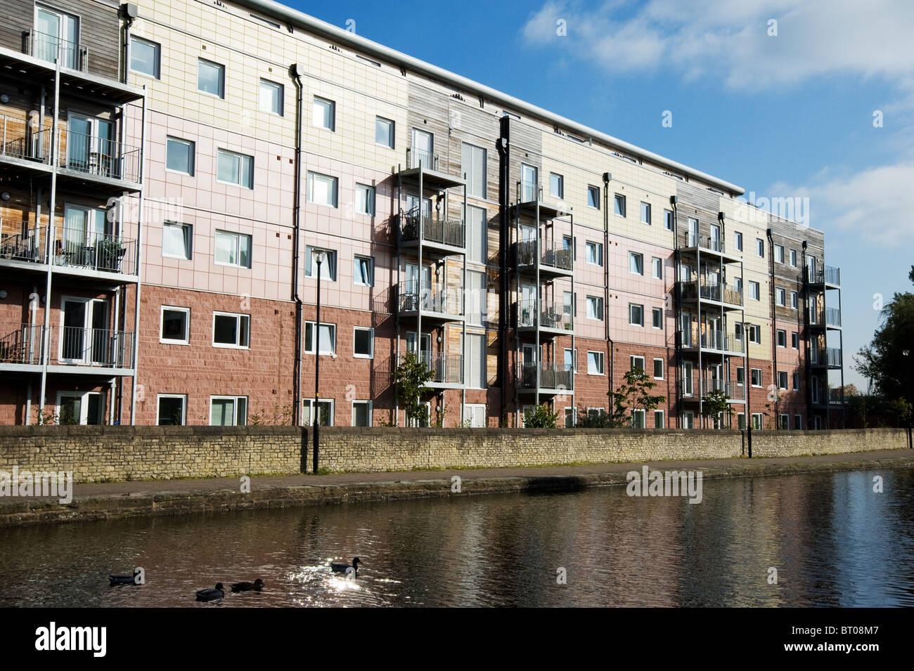 Canal-side apartmentsWigan Stock Photo