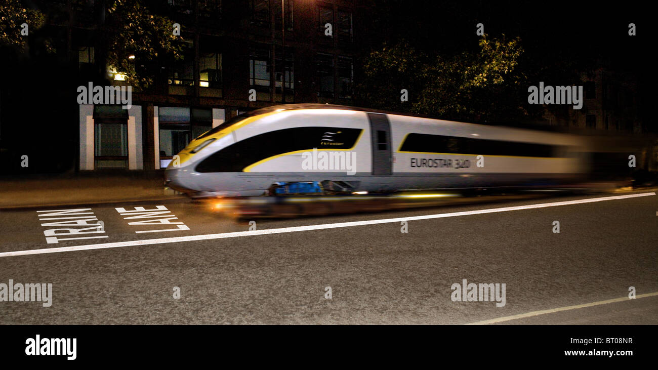 A concept image of a Eurostar 320 train. The train appears to travel ...