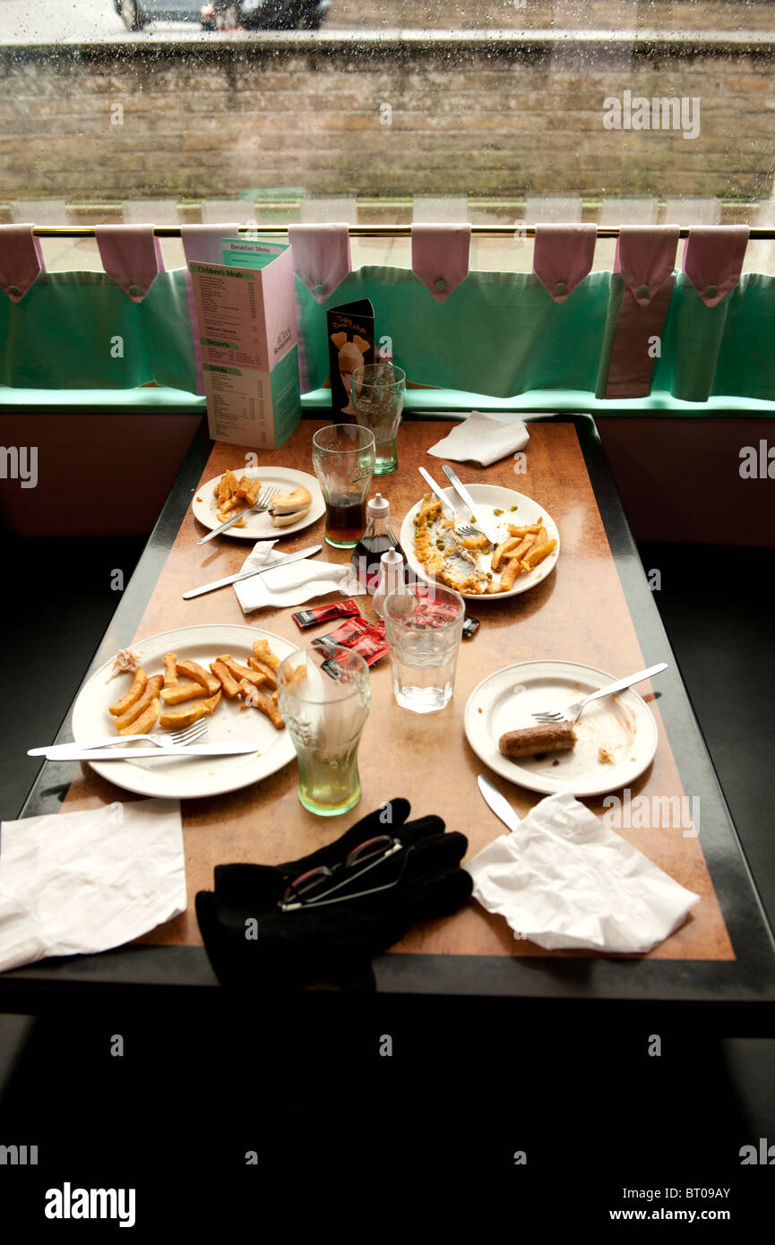 Remains of chip shop family meal Skegness Lincolnshire UK Stock Photo