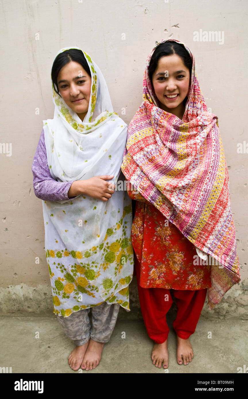 Local beauties in the Hunza valley region of North Pakistan Stock Photo