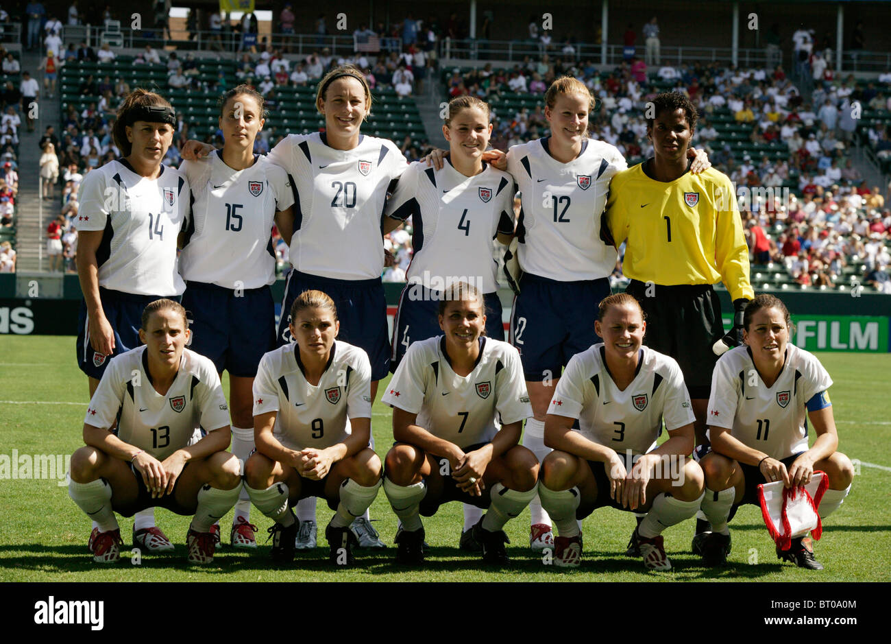 The United States starting eleven for the 2003 Women's World Cup soccer third place match against Canada (see desc for details). Stock Photo