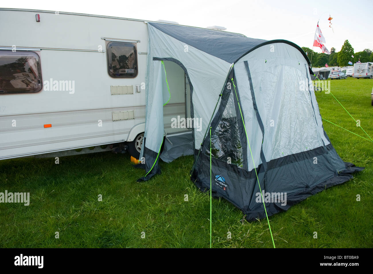 Caravan Porch Awning attached Stock Photo