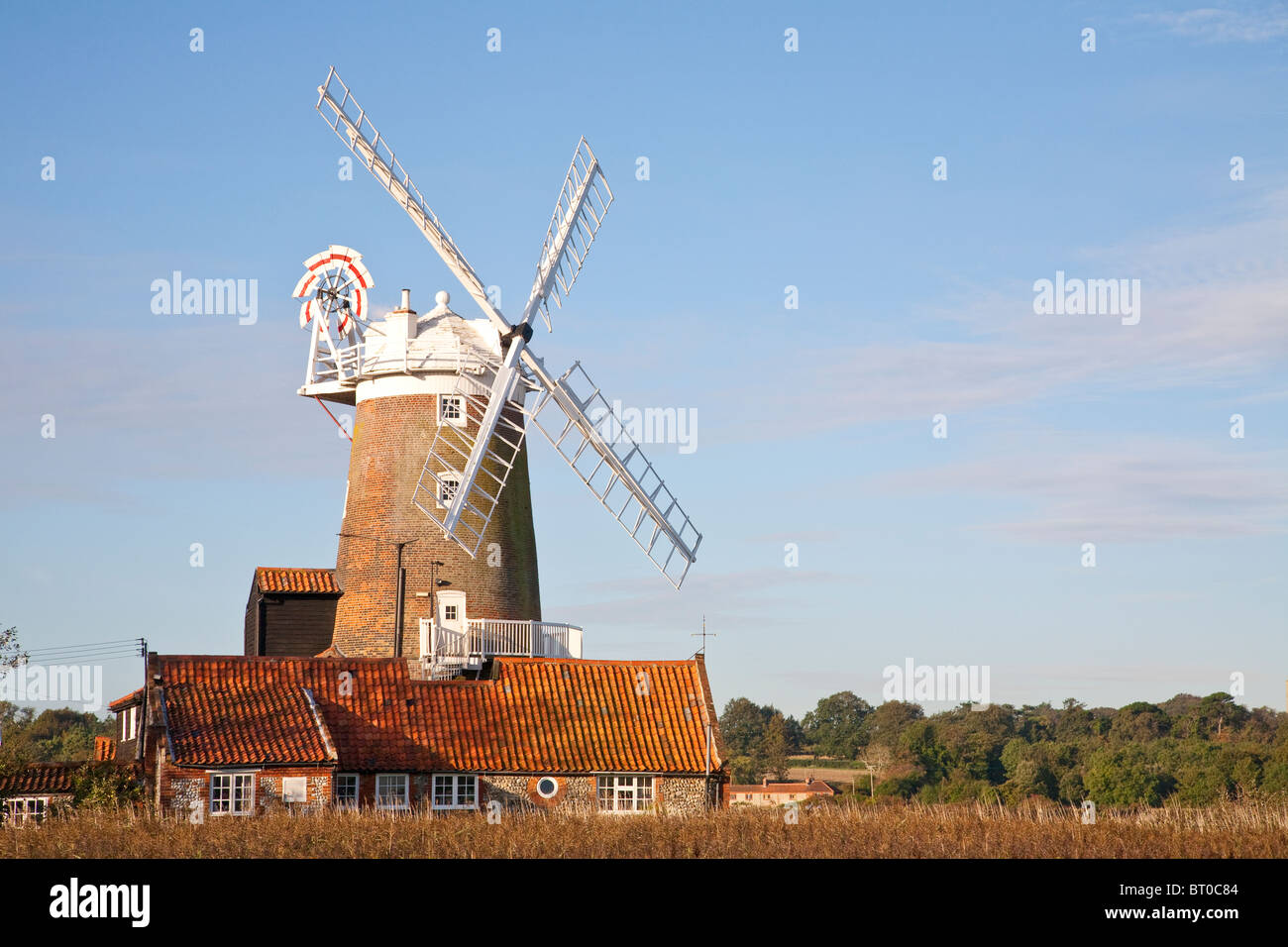 CLey windmill in early morning sunshine Stock Photo