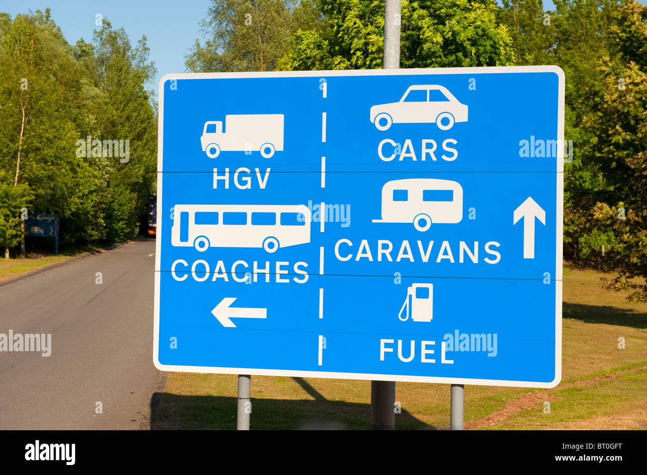 Sign HGV Coaches Cars Caravans Fuel Stock Photo